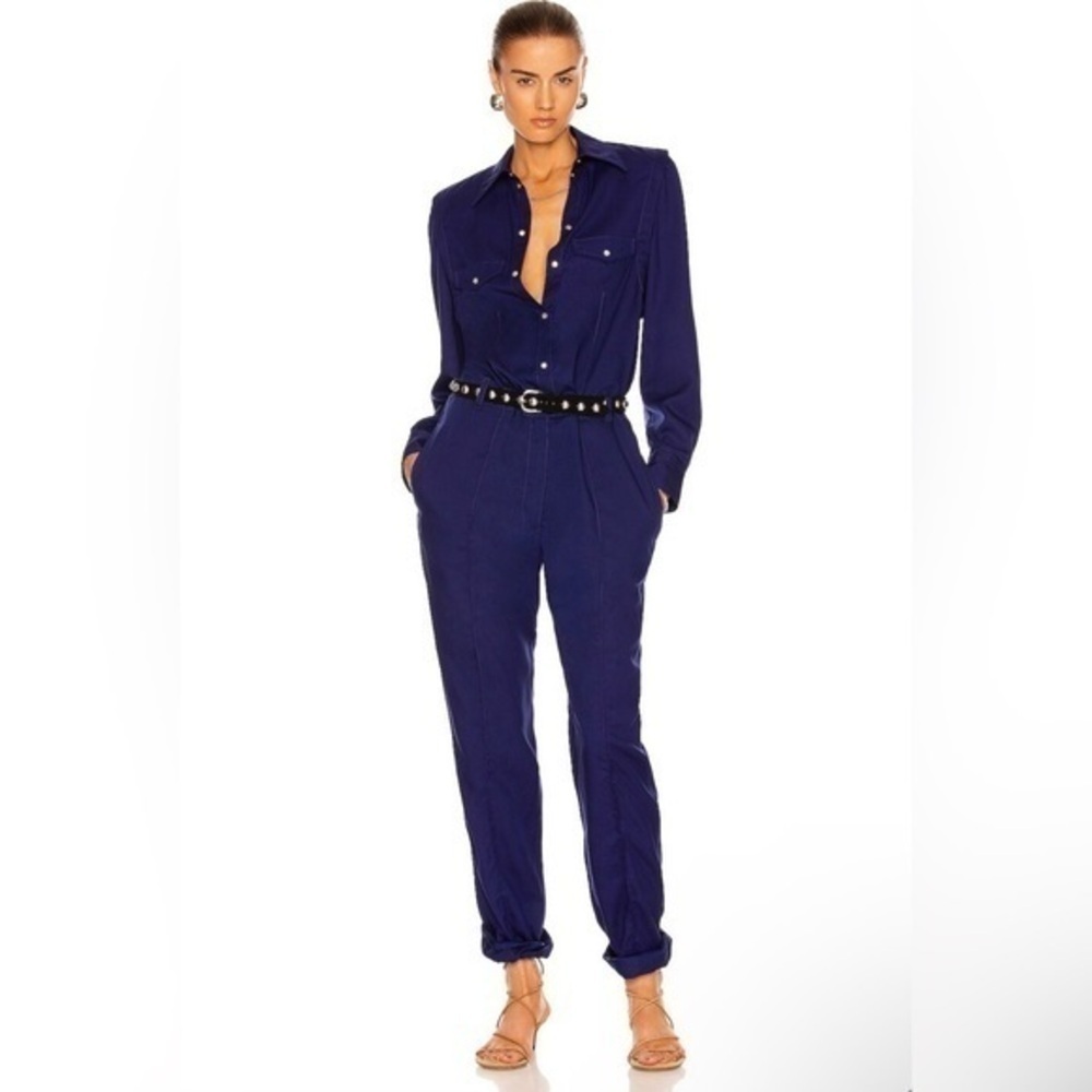NWOT Isabel Marant Utility Purple Button Down Teal Jumpsuit